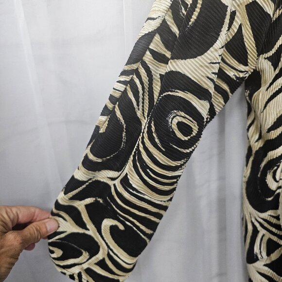 Vintage Chico's Black Tan Kimono Jacket Open Retro Abstract Office Evening 3 (L) - Picture 3 of 10